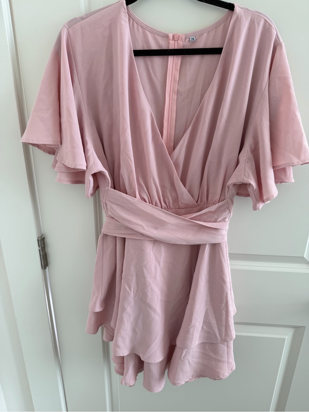 Blush Pink V-Neck mini dress